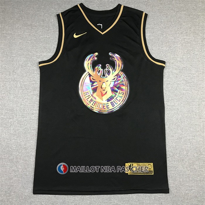 Maillot Golden Edition Milwaukee Bucks Giannis Antetokounmpo NO 34 2021-22 Noir